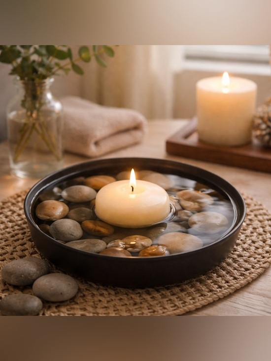 Other - Floating Candle Stone Bowl Gift Set | Zen Spa Decor | Home Accent